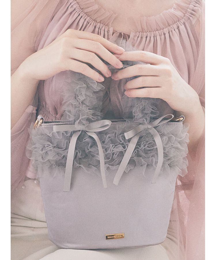 Maison de FLEUR「チュールフリルハンドル2Wayトートバッグ」|トートバッグ|グレー