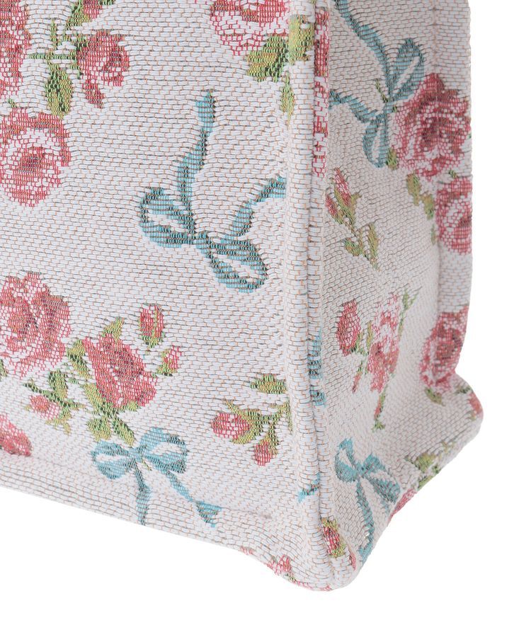 Maison de FLEUR「ローズリボン柄ゴブランスクエアトートMバッグ」|トートバッグ|