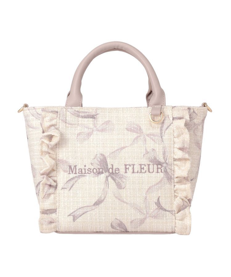 Maison de FLEUR「ツイードリボンプリント2WayバッグS」|ハンドバッグ|