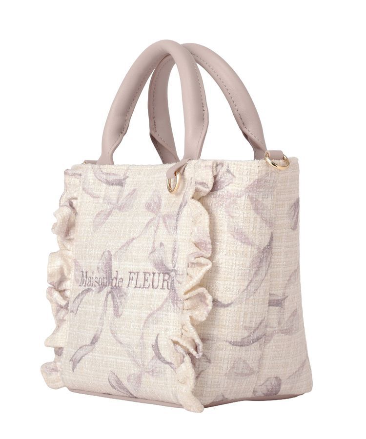 Maison de FLEUR「ツイードリボンプリント2WayバッグS」|ハンドバッグ|