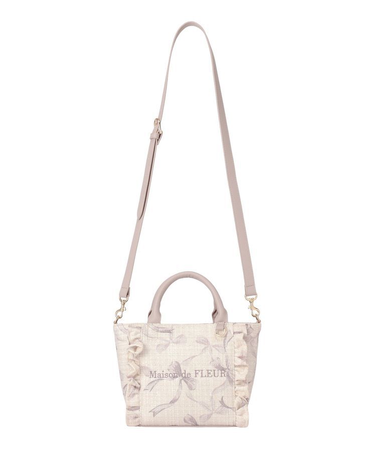 Maison de FLEUR「ツイードリボンプリント2WayバッグS」|ハンドバッグ|