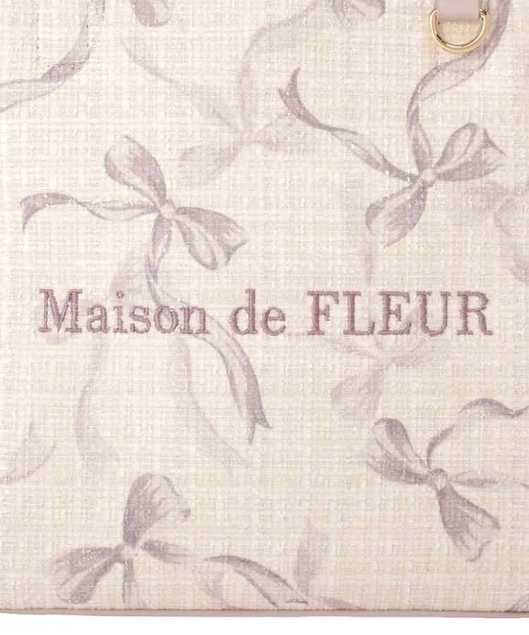 Maison de FLEUR「ツイードリボンプリント2WayバッグM」|ハンドバッグ|