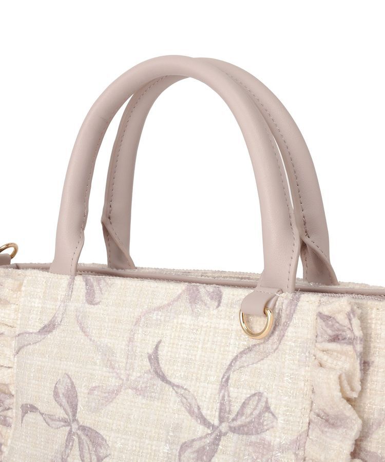 Maison de FLEUR「ツイードリボンプリント2WayバッグM」|ハンドバッグ|