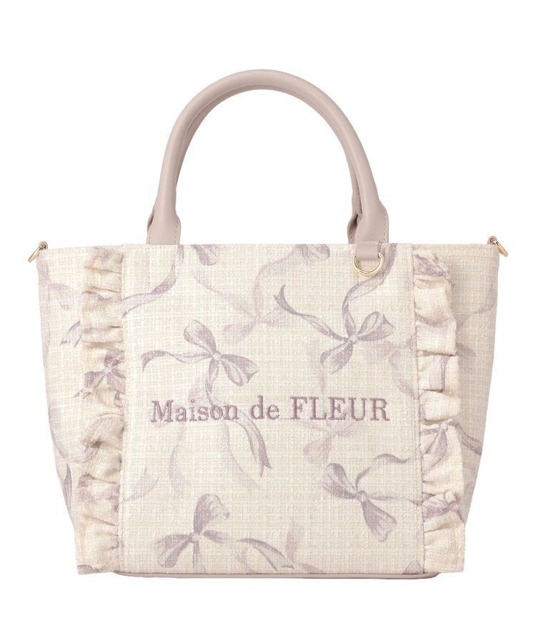 Maison de FLEUR「ツイードリボンプリント2WayバッグM」|ハンドバッグ|