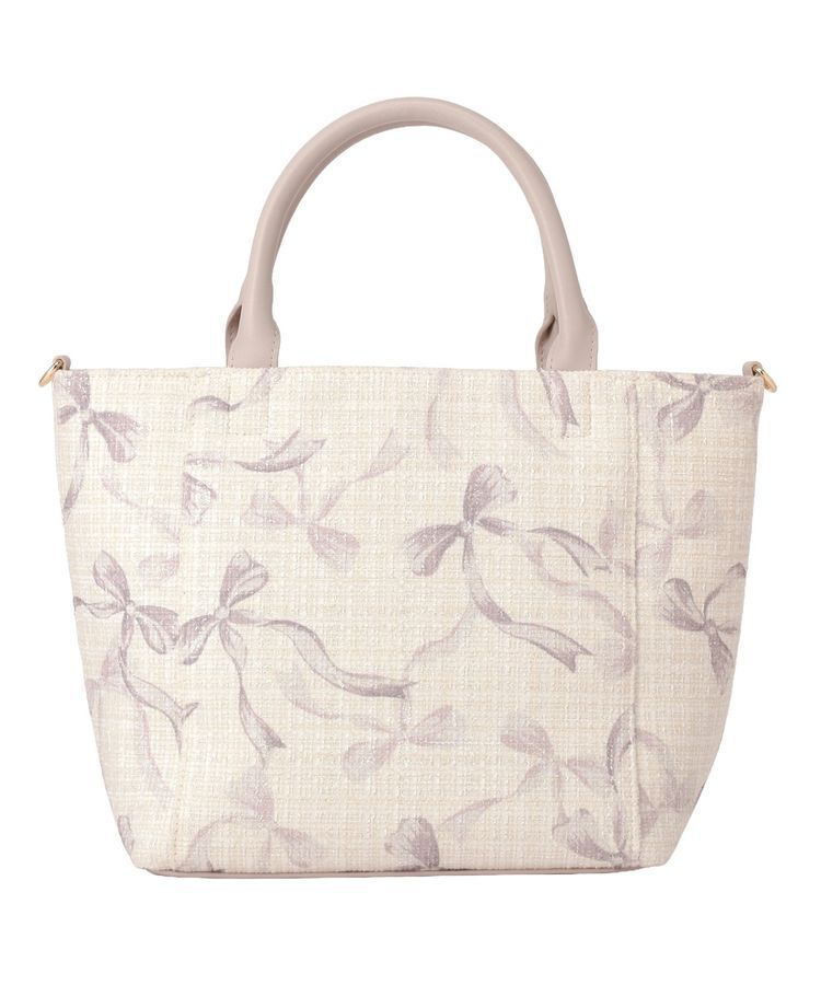 Maison de FLEUR「ツイードリボンプリント2WayバッグM」|ハンドバッグ|