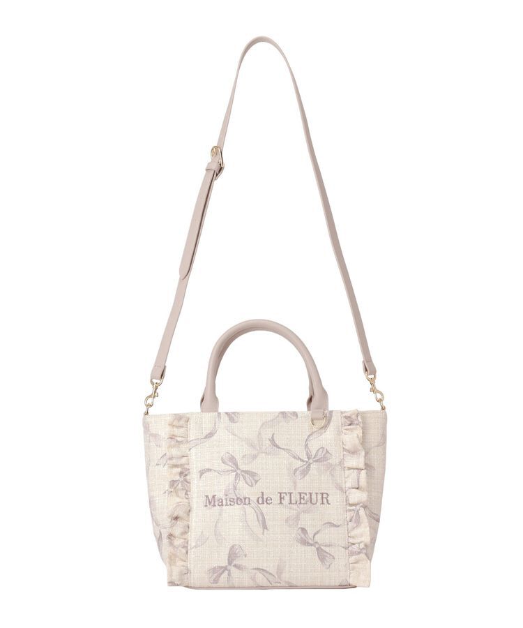 Maison de FLEUR「ツイードリボンプリント2WayバッグM」|ハンドバッグ|