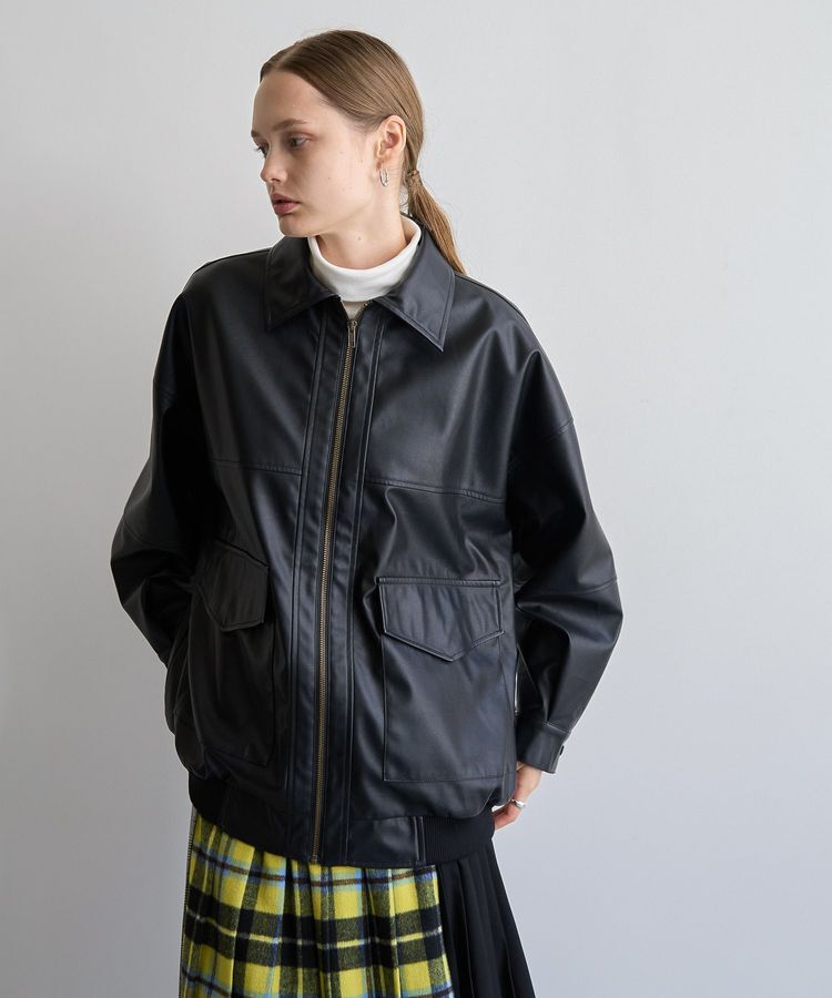AMERICAN HOLIC「フェイクレザーブルゾン」|ブルゾン・スタジャン|Black