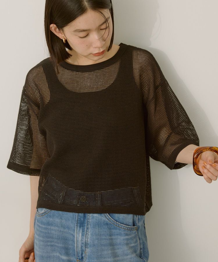 AMERICAN HOLIC「メッシュボックスTシャツ」|Tシャツ・カットソー|Black