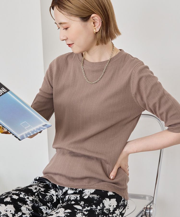 AMERICAN HOLIC「リブ5分袖プルオーバー」|Tシャツ・カットソー|