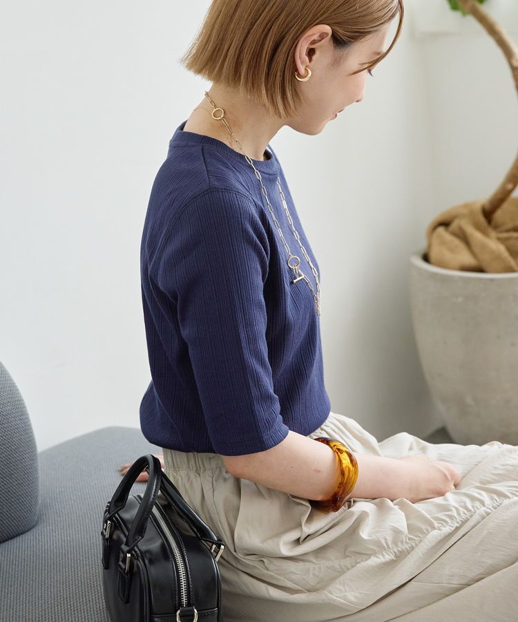 AMERICAN HOLIC「リブ5分袖プルオーバー」|Tシャツ・カットソー|