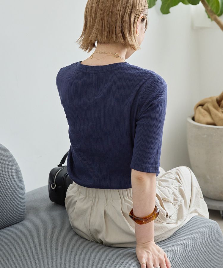 AMERICAN HOLIC「リブ5分袖プルオーバー」|Tシャツ・カットソー|