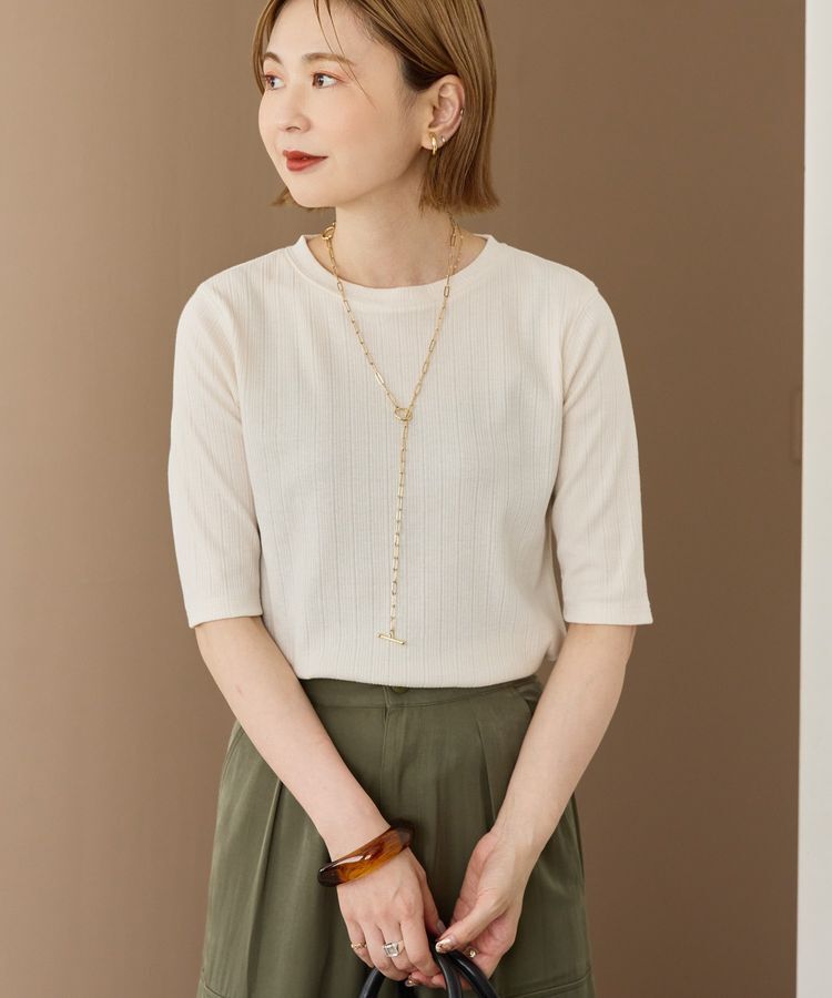 AMERICAN HOLIC「リブ5分袖プルオーバー」|Tシャツ・カットソー|