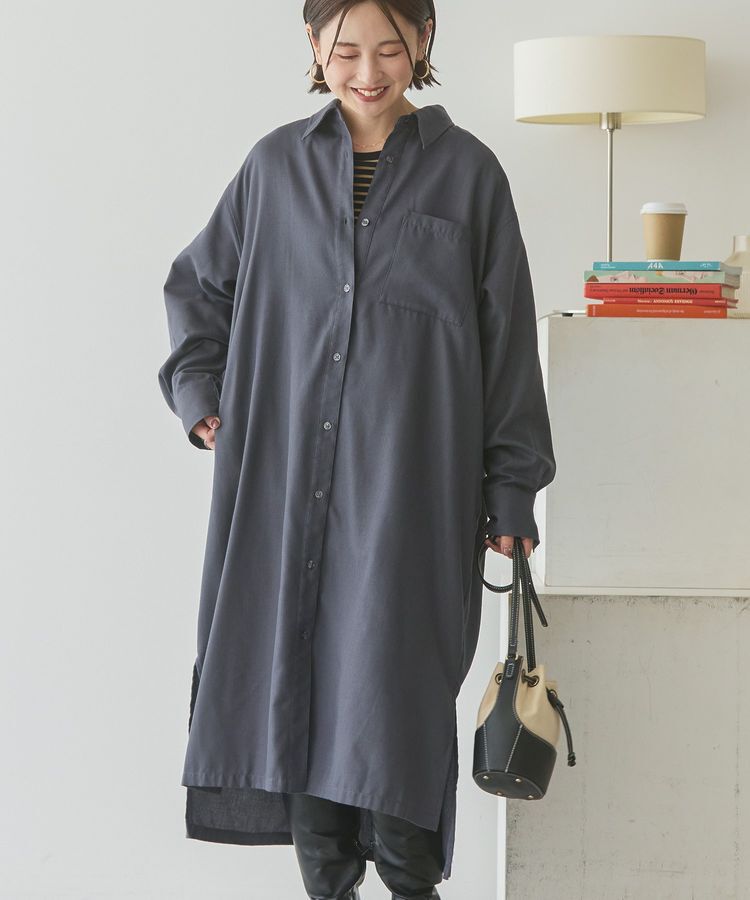 AMERICAN HOLIC「T/Rカルゼロングシャツワンピース」|ワンピース|Charcoal Gray