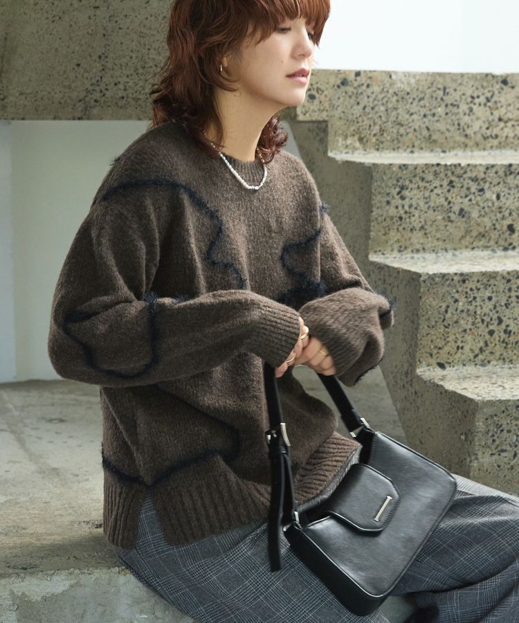 AMERICAN HOLIC「ニュアンスライン柄ニットプルオーバー」|ニット・セーター|