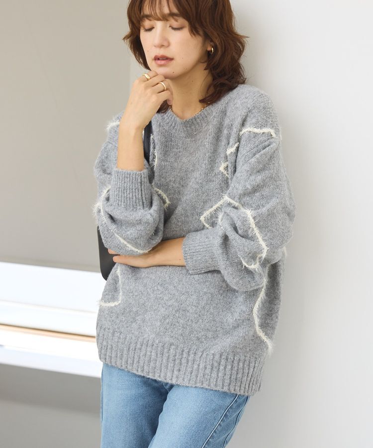 AMERICAN HOLIC「ニュアンスライン柄ニットプルオーバー」|ニット・セーター|