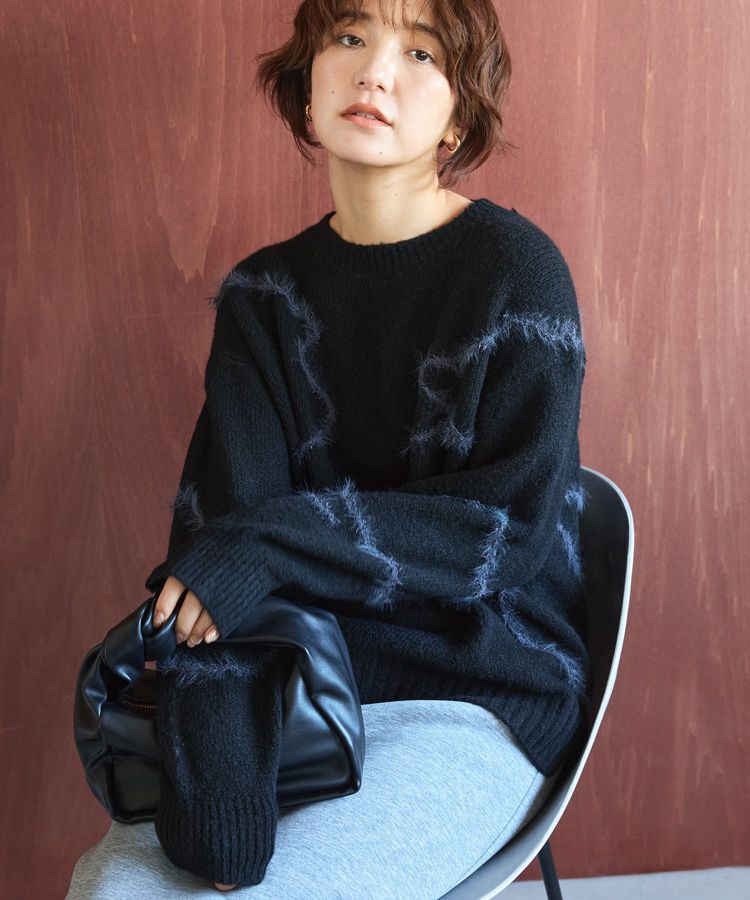 AMERICAN HOLIC「ニュアンスライン柄ニットプルオーバー」|ニット・セーター|