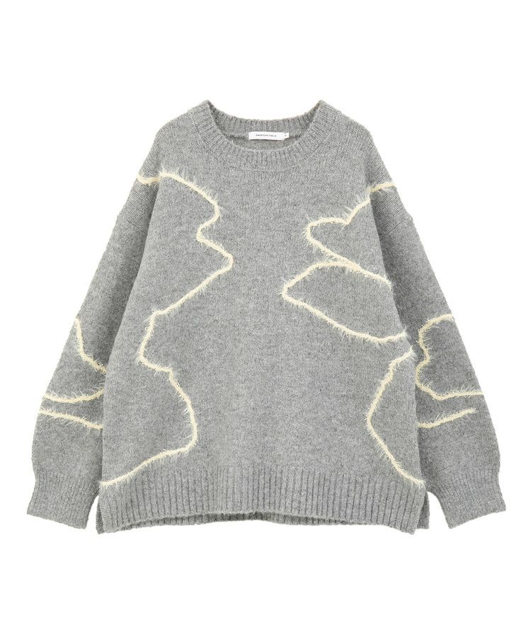 AMERICAN HOLIC「ニュアンスライン柄ニットプルオーバー」|ニット・セーター|