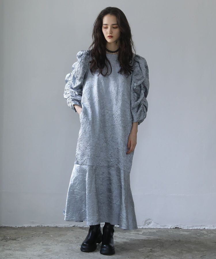 Green Parks「■ESCAR エンボスギャザースリーブワンピース」|ワンピース|