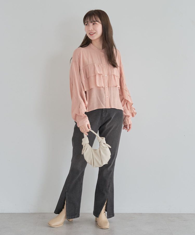 Green Parks「シアーフリルショート丈ブラウス」|シャツ・ブラウス|