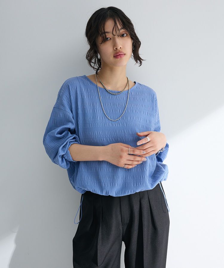 Green Parks「裾ドロスト表面長袖プルオーバー」|Tシャツ・カットソー|Blue