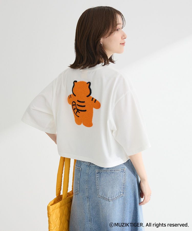 Green Parks「ムジークタイガー/さがら刺繍ワイドショートTシャツ」|Tシャツ・カットソー|White