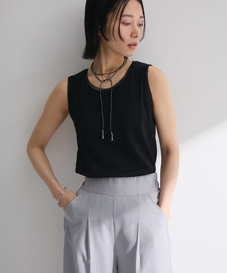 Green Parks「チュールドッキングタンクトップ」|インナー|Black