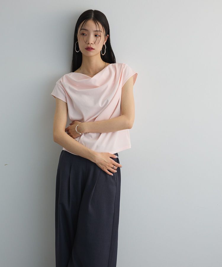 AnriettMusee「ドレープオフショルフレンチ袖Tシャツ」|Tシャツ・カットソー|