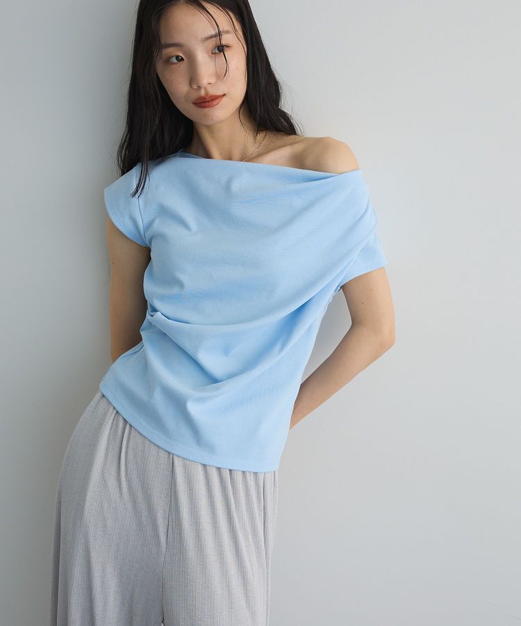 AnriettMusee「ドレープオフショルフレンチ袖Tシャツ」|Tシャツ・カットソー|