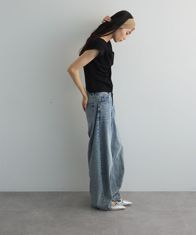 AnriettMusee「ドレープオフショルフレンチ袖Tシャツ」|Tシャツ・カットソー|