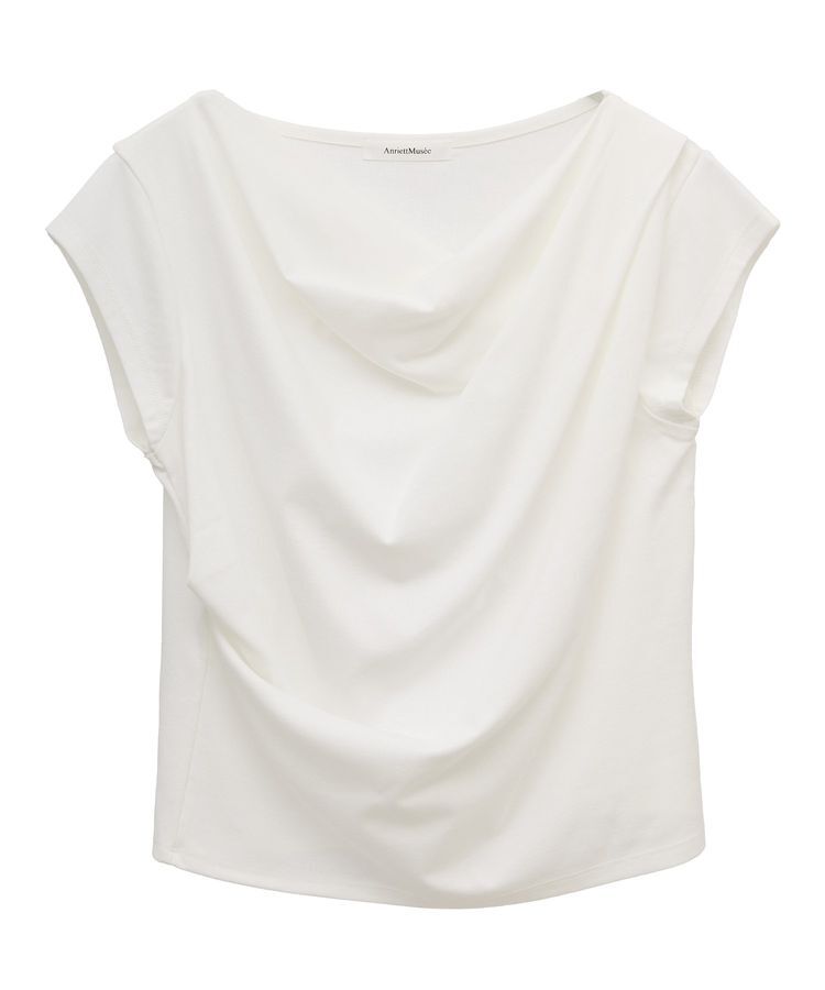 AnriettMusee「ドレープオフショルフレンチ袖Tシャツ」|Tシャツ・カットソー|