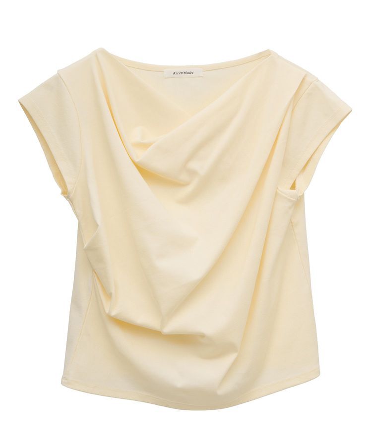 AnriettMusee「ドレープオフショルフレンチ袖Tシャツ」|Tシャツ・カットソー|