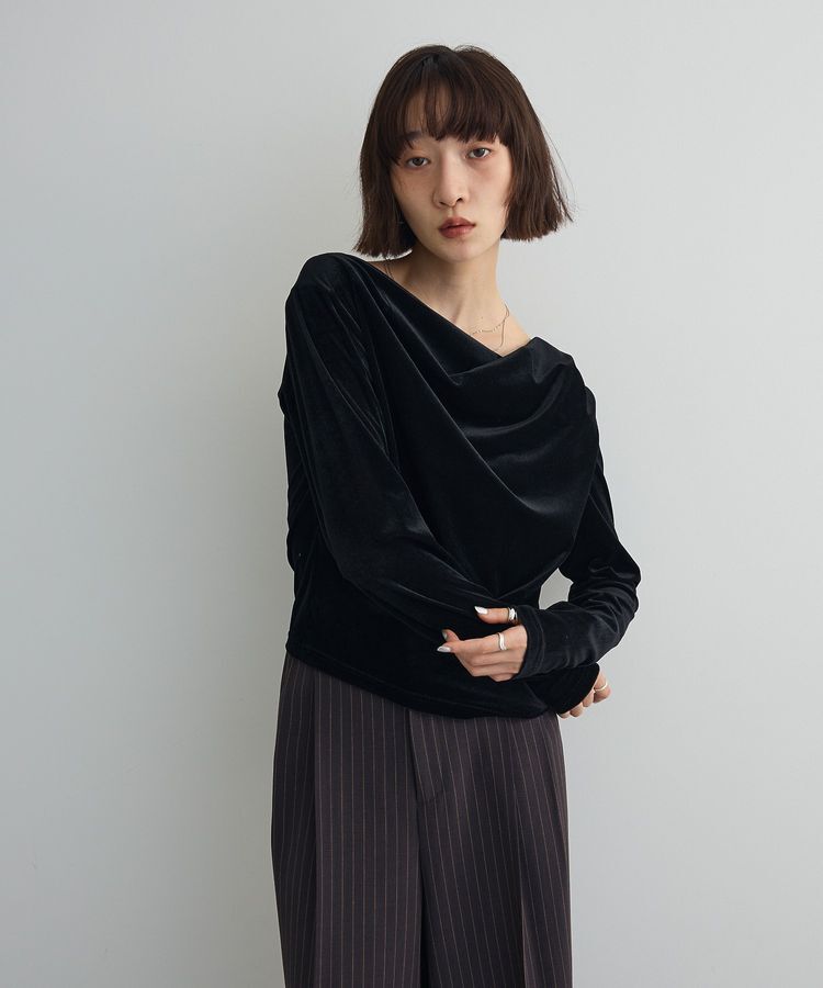 AnriettMusee「シアーベロアオフショル長袖プルオーバー」|Tシャツ・カットソー|