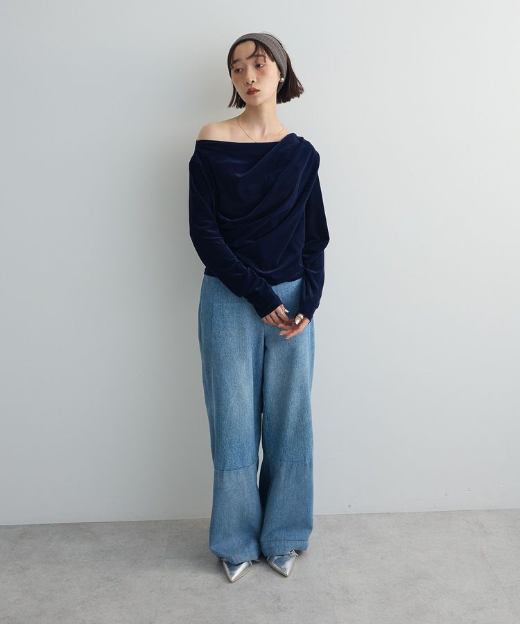 AnriettMusee「シアーベロアオフショル長袖プルオーバー」|Tシャツ・カットソー|