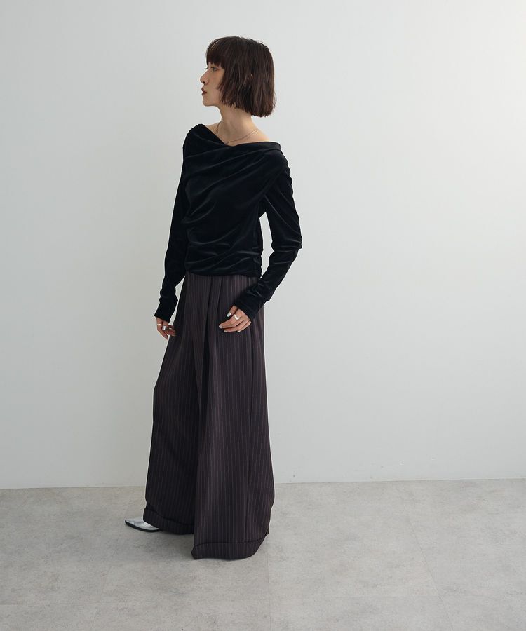 AnriettMusee「シアーベロアオフショル長袖プルオーバー」|Tシャツ・カットソー|