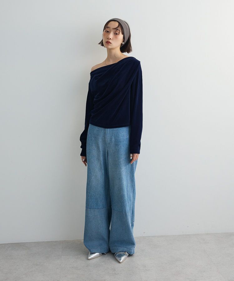 AnriettMusee「シアーベロアオフショル長袖プルオーバー」|Tシャツ・カットソー|