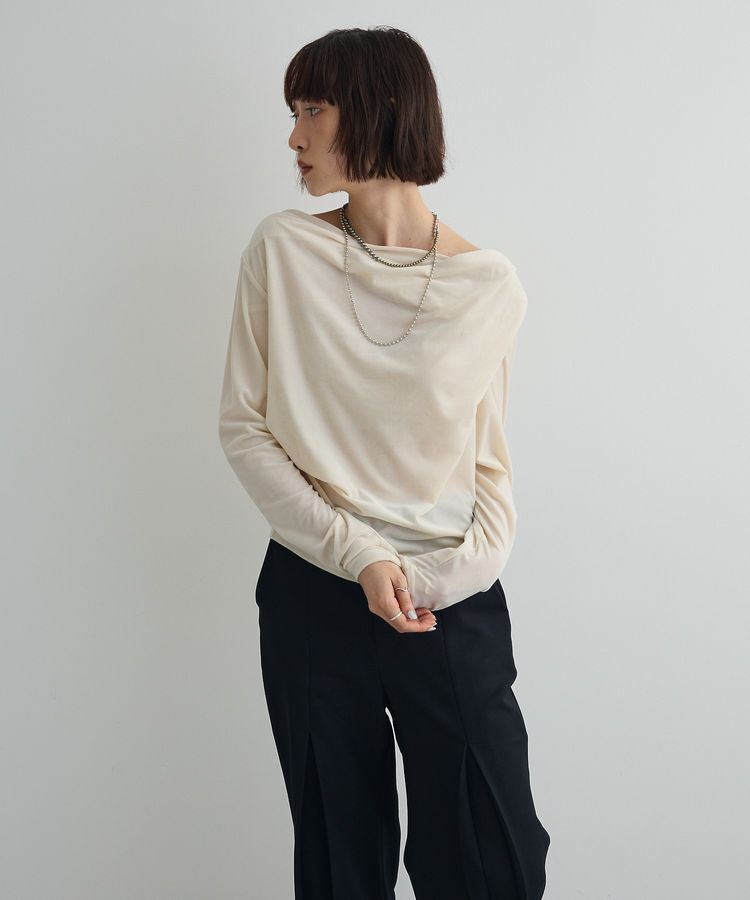 AnriettMusee「シアーベロアオフショル長袖プルオーバー」|Tシャツ・カットソー|