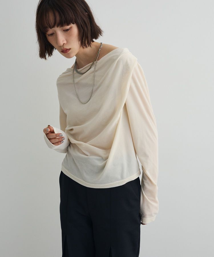 AnriettMusee「シアーベロアオフショル長袖プルオーバー」|Tシャツ・カットソー|
