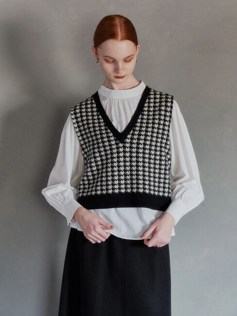 YECCA VECCA「【2点SET】シャツSETジャガードニットベスト」|ベスト・ジレ|