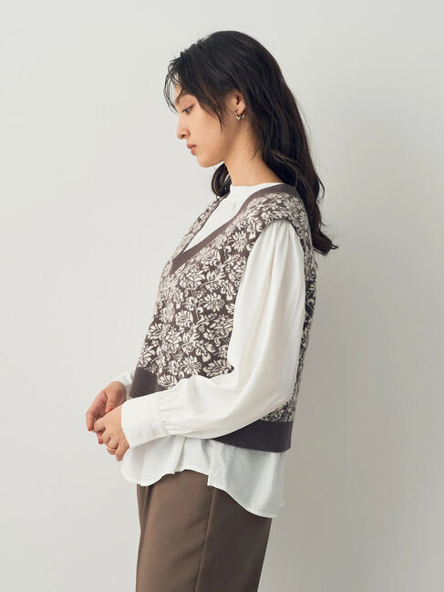 YECCA VECCA「【2点SET】シャツSETジャガードニットベスト」|ベスト・ジレ|