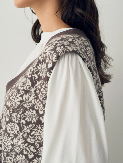 YECCA VECCA「【2点SET】シャツSETジャガードニットベスト」|ベスト・ジレ|