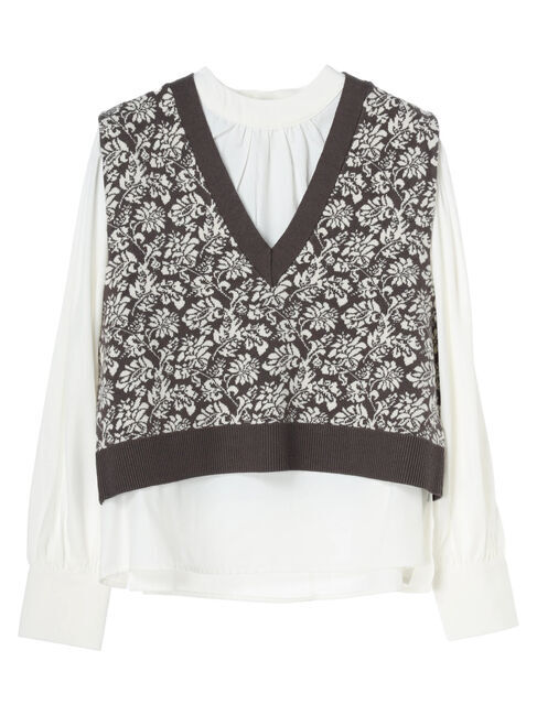 YECCA VECCA「【2点SET】シャツSETジャガードニットベスト」|ベスト・ジレ|