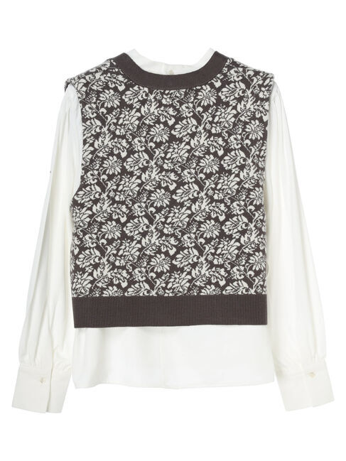 YECCA VECCA「【2点SET】シャツSETジャガードニットベスト」|ベスト・ジレ|