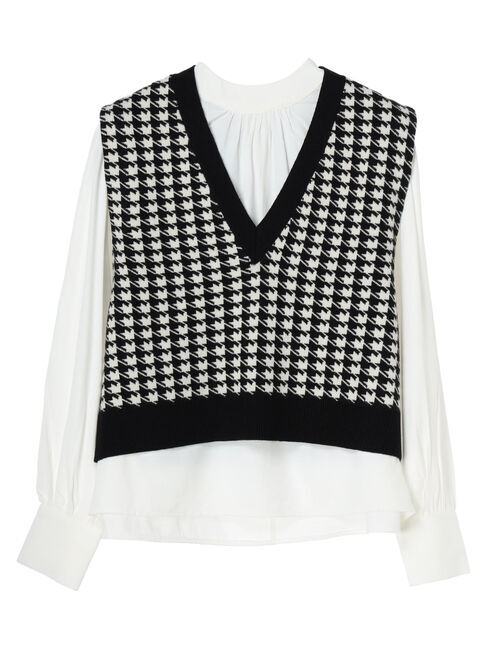 YECCA VECCA「【2点SET】シャツSETジャガードニットベスト」|ベスト・ジレ|