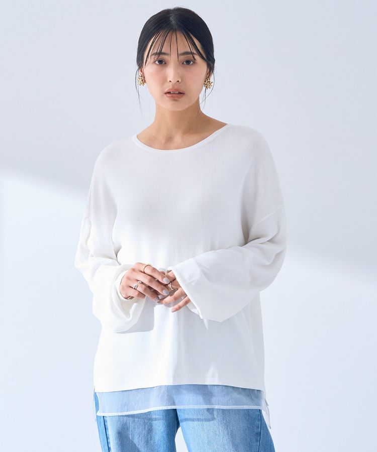 YECCA VECCA「シアーMIXニットプルオーバー」|ニット・セーター|Off White