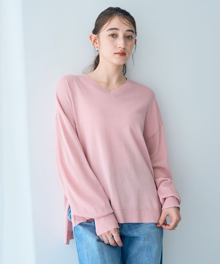 Editt by YECCA VECCA「Vネック袖シアーニット」|ニット・セーター|