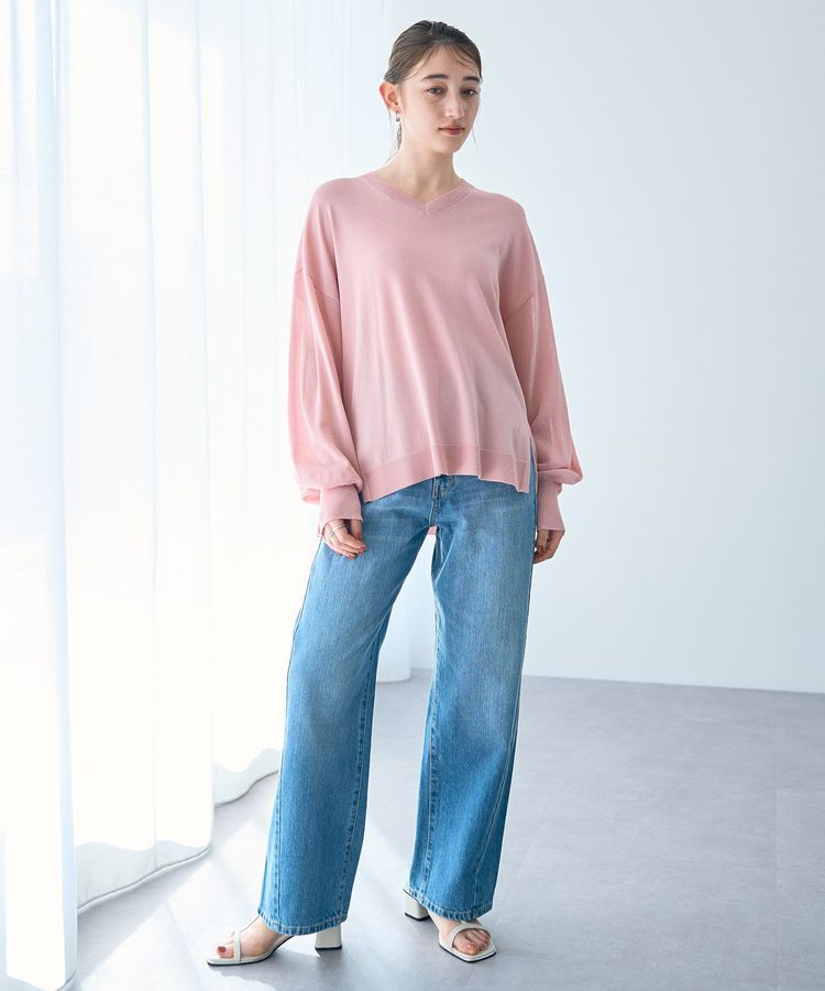 Editt by YECCA VECCA「Vネック袖シアーニット」|ニット・セーター|