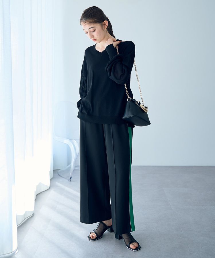 Editt by YECCA VECCA「Vネック袖シアーニット」|ニット・セーター|