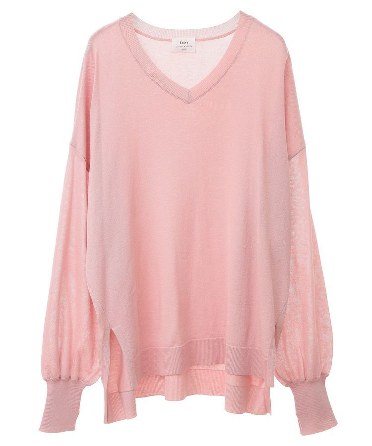 Editt by YECCA VECCA「Vネック袖シアーニット」|ニット・セーター|