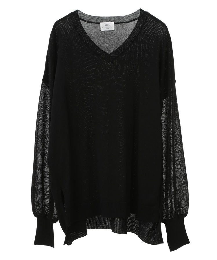 Editt by YECCA VECCA「Vネック袖シアーニット」|ニット・セーター|