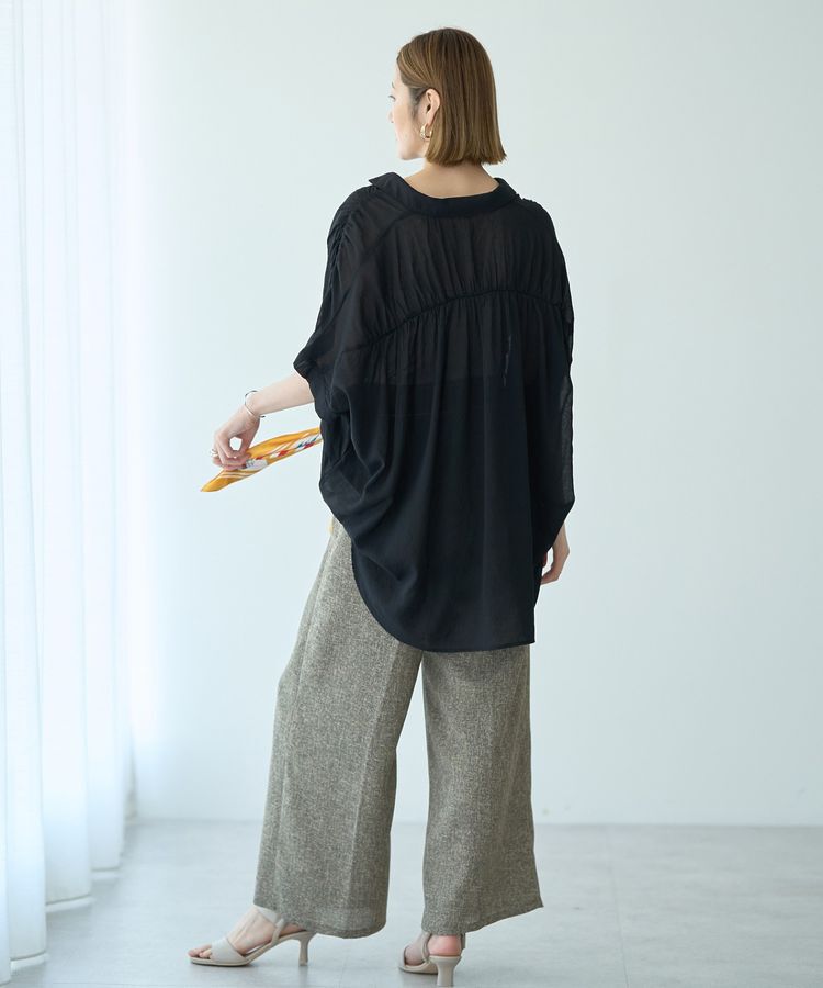 YECCA VECCA「ドライタッチシアーバックギャザーシャツ」|シャツ・ブラウス|